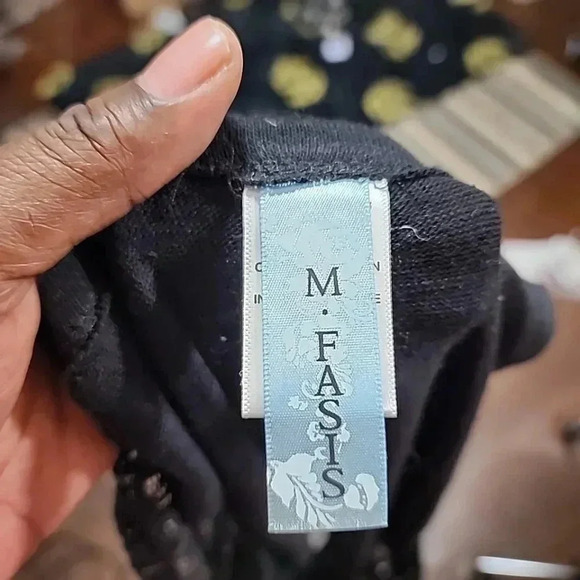 Black Fringe Open Knit Cardigan. Size Medium - Picture 4 of 5